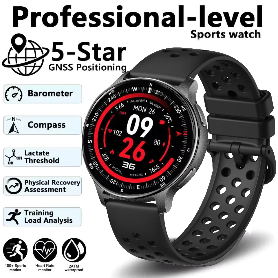 

Смарт-часы T-Rex 3 Military Outdoor с GPS-позиционированием, мужские, для спорта и здоровья, с компасом, альтиметром, водонепроницаемые 5ATM