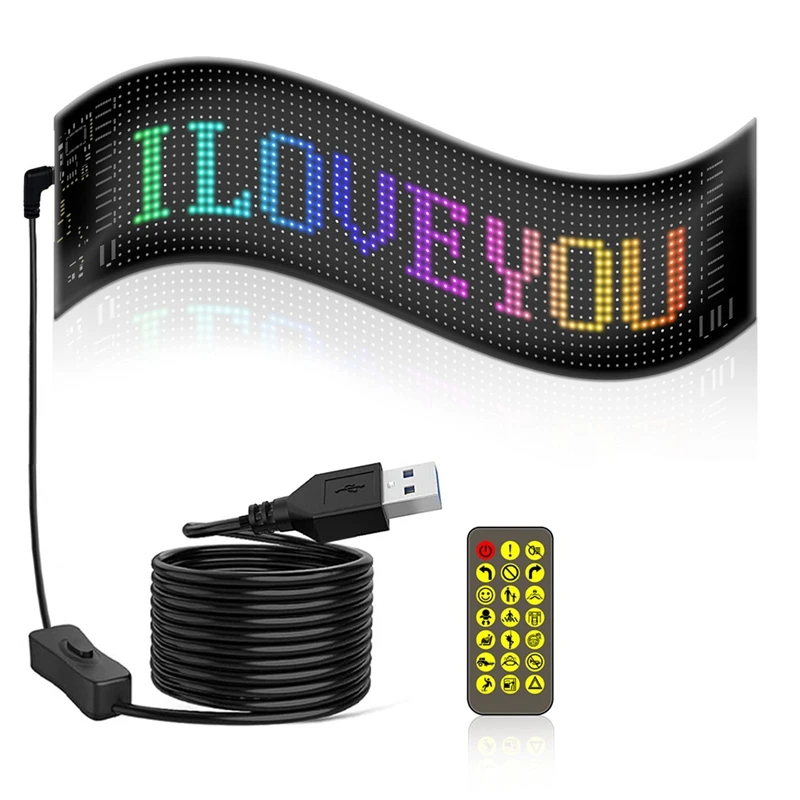 LED Matrix Panel Programmable Flexible Screen IP65 Display Animation Message Scrolling Sign APP Control Cars Shop Bar