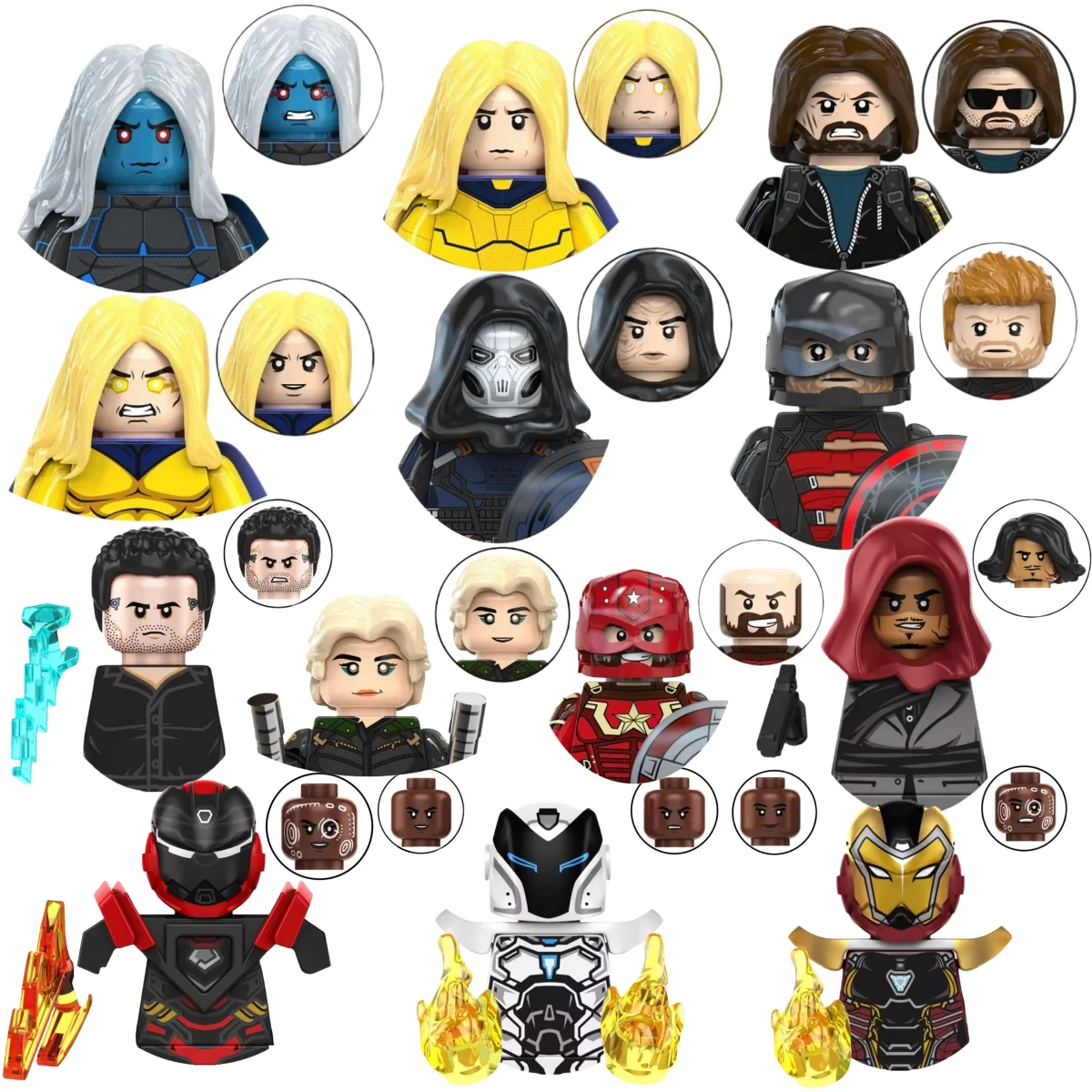 صندوق أعمى ميني مارفل اللبنات أرقام عفريت كبير رائع أربعة السيد. ألعاب هالك كابتن هوك ديدبول فينوم جيتف الرائعة