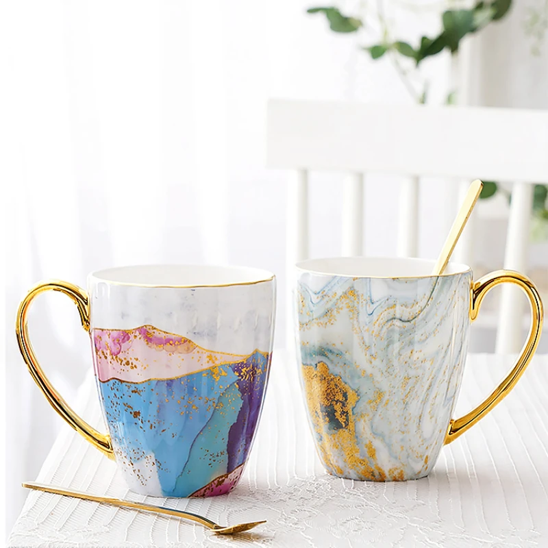 

High Grade European Bone China Mug Couple Water Cup Ceramic Coffee Cup Exquisite Wedding Companion Gift Girl