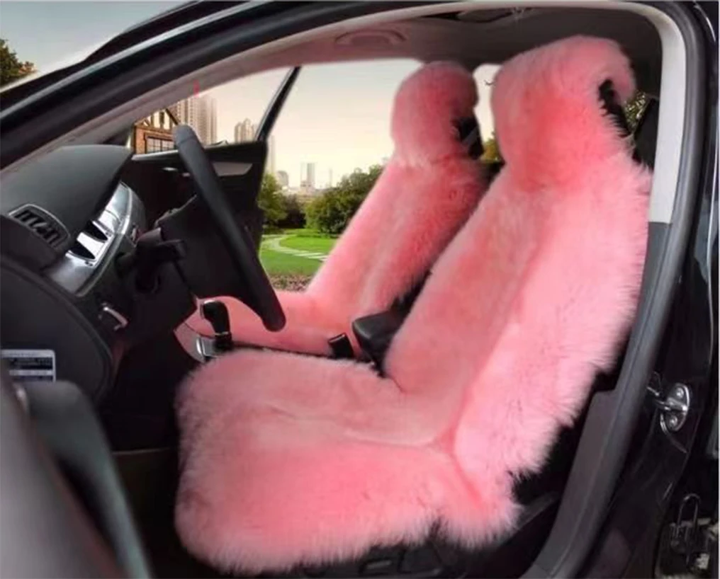 1pcs Natural Fur Seat covers Universal Sheepskin Car Seat Cover Long Wool Sheep Skin Car Cushion Auto Winter Christmas