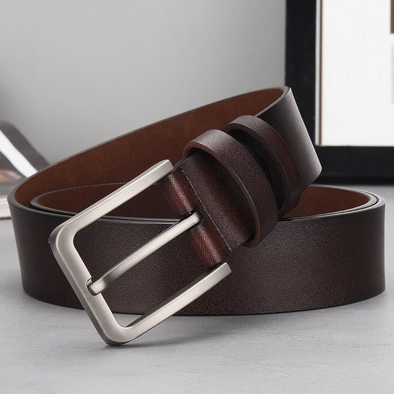 Belt for Man Genuine Leather Designer Luxury Men's Trouser Belt Black Belt for Jeans Male belts Pin Buckle Waistband Strap HQ027