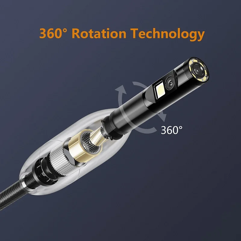 360 Degree Auto Rotation Endoscope Camera Cable ONLY without Screen Snake Tube Rigid Cable Not Included Screen