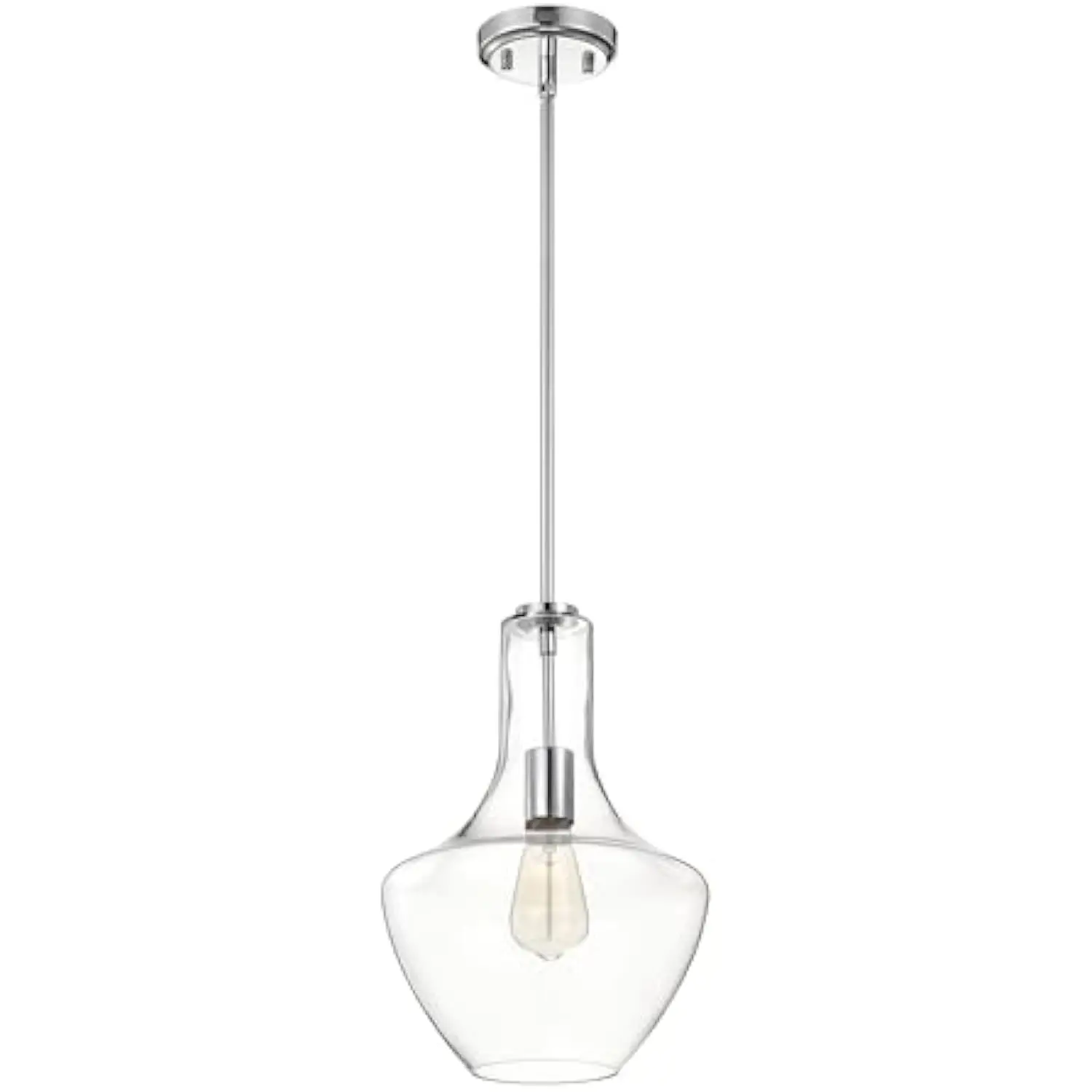

Chrome Pendant Light, 10.25 in Dia 1-Light Farmhouse Hanging Light Fixture with Clear Glass Shade, Adjustable Ceiling Light F