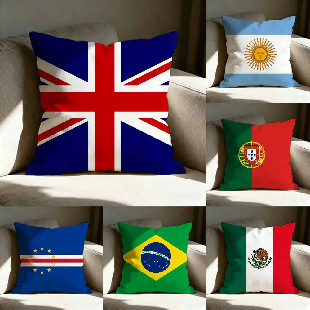 Global World Countries Flags Pillow Case Living Room Sofa Cushion Cover Suitable For Home Bedroom Room Decoration