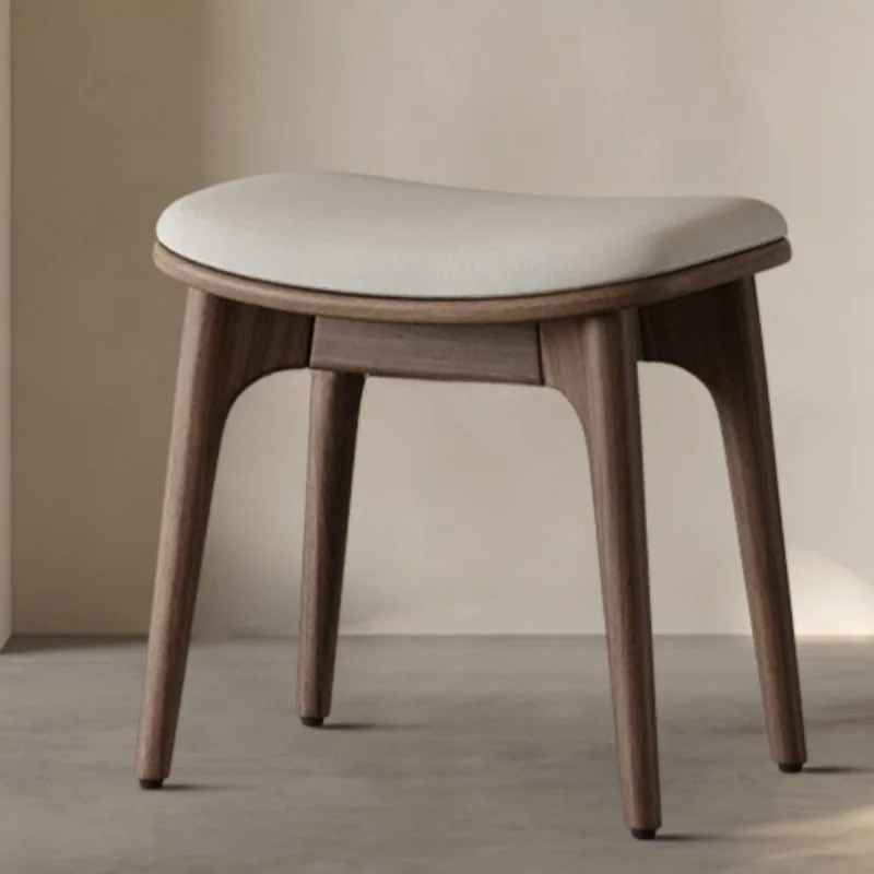 #k for Fabric Wood Stool - Curved Seat Dining Stool, Nordic-Style Luxury Shoe Changing Stool for Dining Room & Living Room*