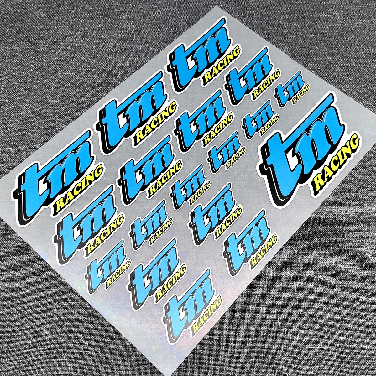 Set di 18 Adesivi TM RACING di Alta Qualità, Stampati e Pretagliati per Auto e Moto