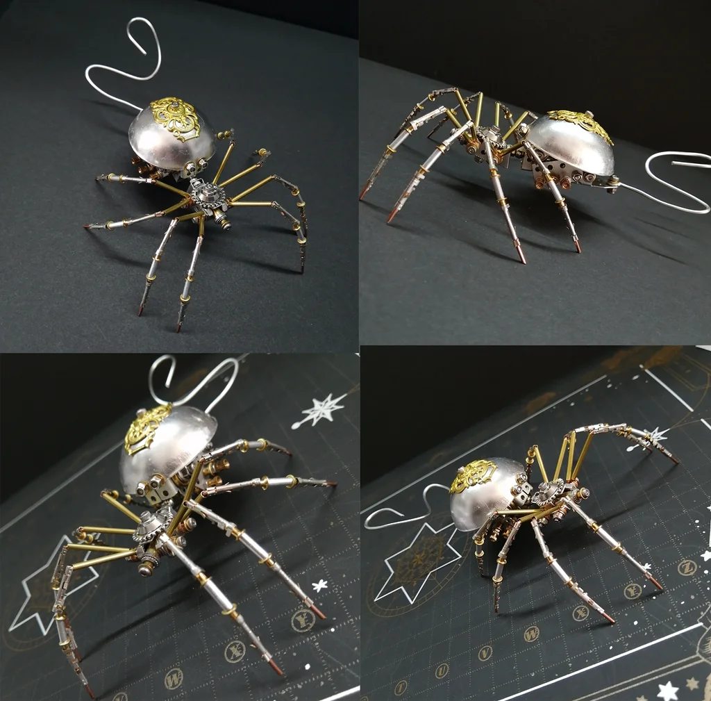 金属製スパイダーモデルキット,手作りの3Dパズル,機械式動物の組み立ておもちゃ,誕生日プレゼント,サイバーパンク