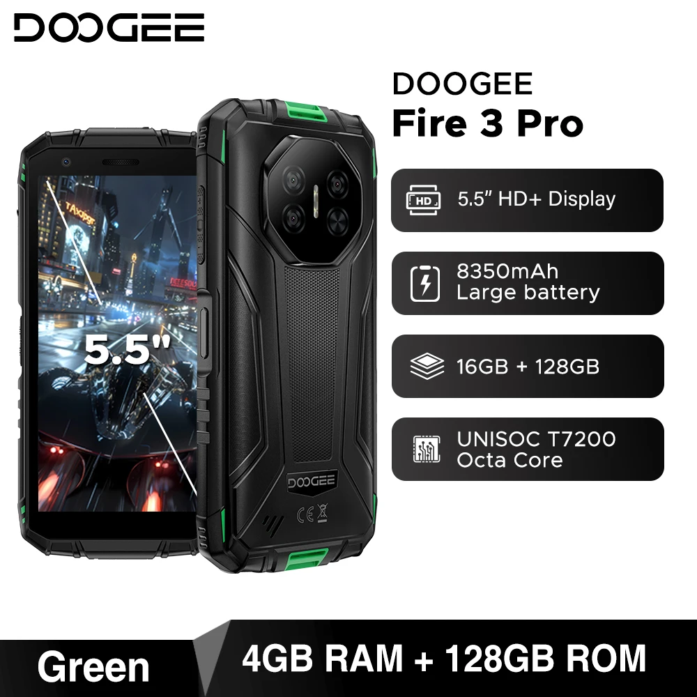 Global Version DOOGEE Fire 3 Pro Rugged Phone 16GB 128GB 5.5