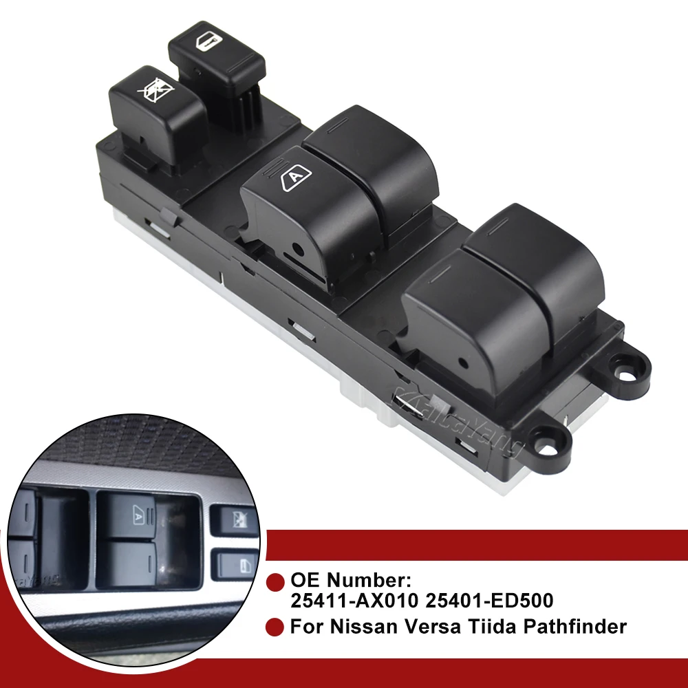 Power Window Master Switch For Nissan TIIDA C11 SC11 C11Z VERSA S SL 2007-2010 25411-AX010 25401-ED500 25411AX010 25401ED500