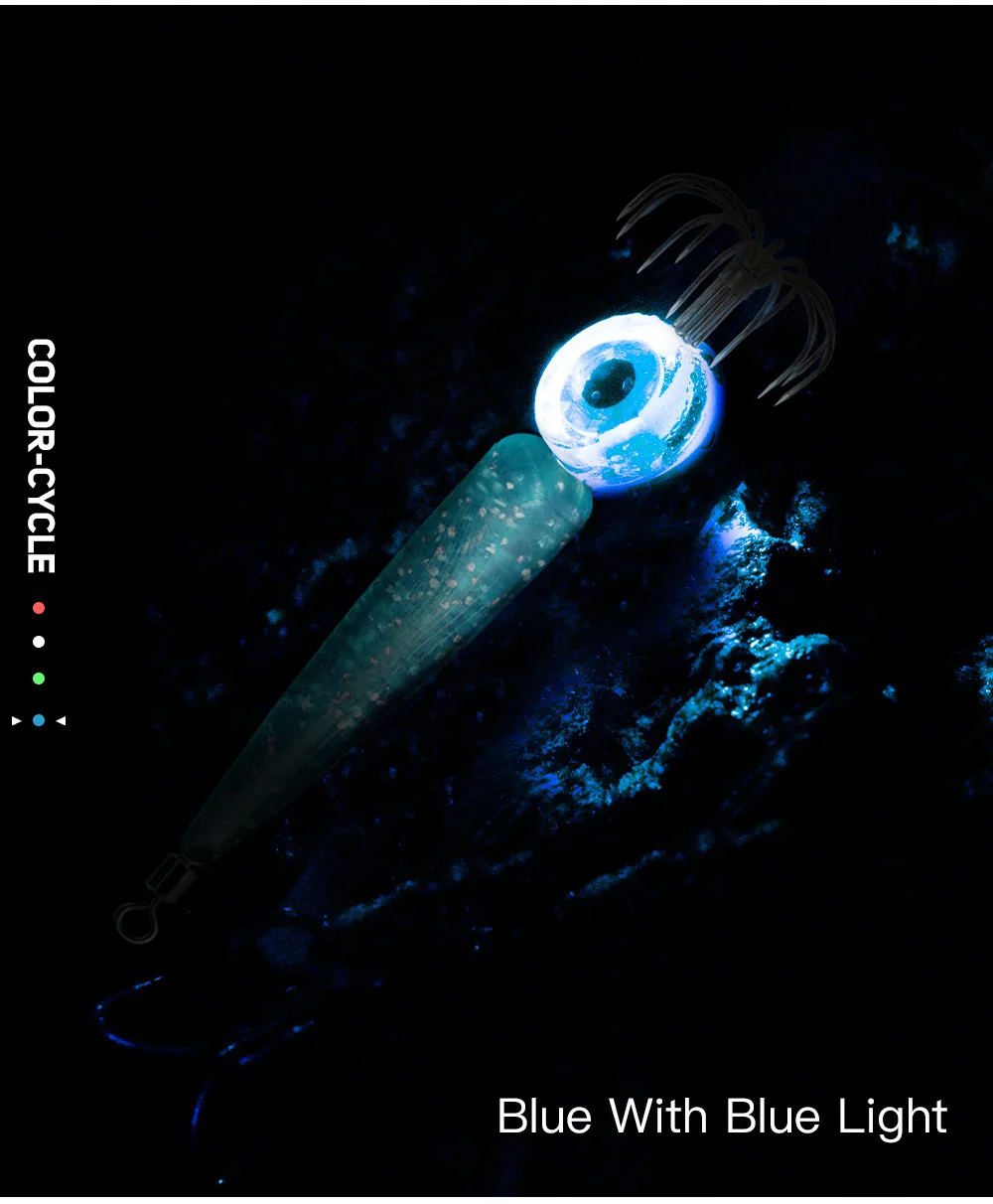 Angelköder, 5 g, Tintenfischhaken mit LED-Licht, Tintenfisch-Jig-Köder, leuchtender Webfuß, Oktopus, Egi, künstlicher Köder, Tintenfisch, Meeresgerät – Detail 6