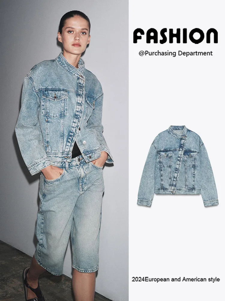 

Faionable Long Sve Double Breasted Denim Jaet Women's New Arrival Autumn 2025 Versatile Outerwear Ele Sle