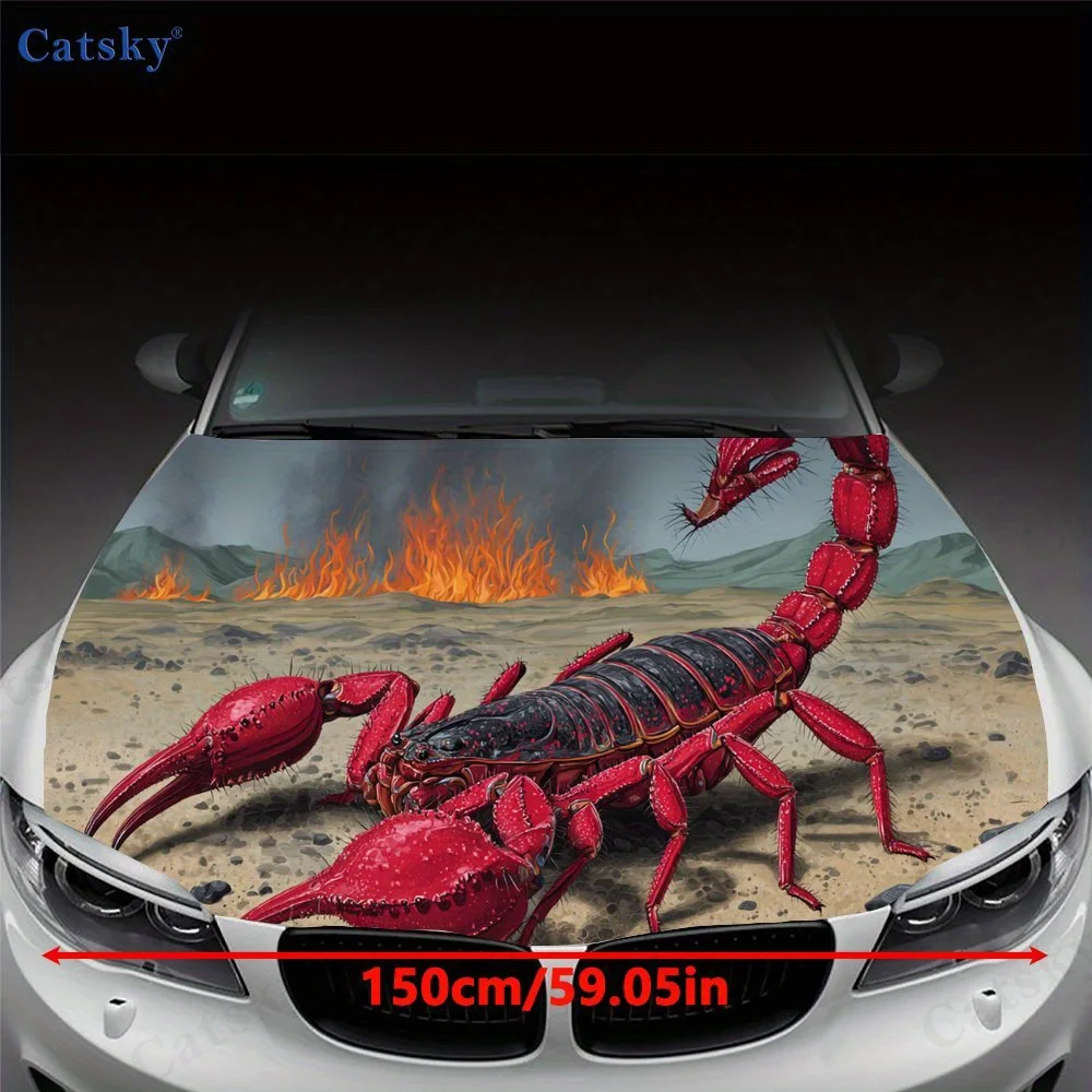 Fire Zone Battle Scorpion Pattern car hood stickers, waterproof self-adhesive, scratch resistant, easy to stick, durable car PVC