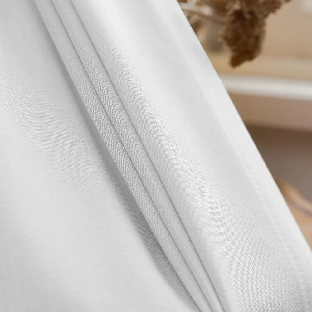 ستائر شفافة أنيقة من مزيج الصوف القطني الأبيض الناعم، عرض 42 بوصة × طول 102 بوصة، طقم مكون من قطعتين لديكور المنزل