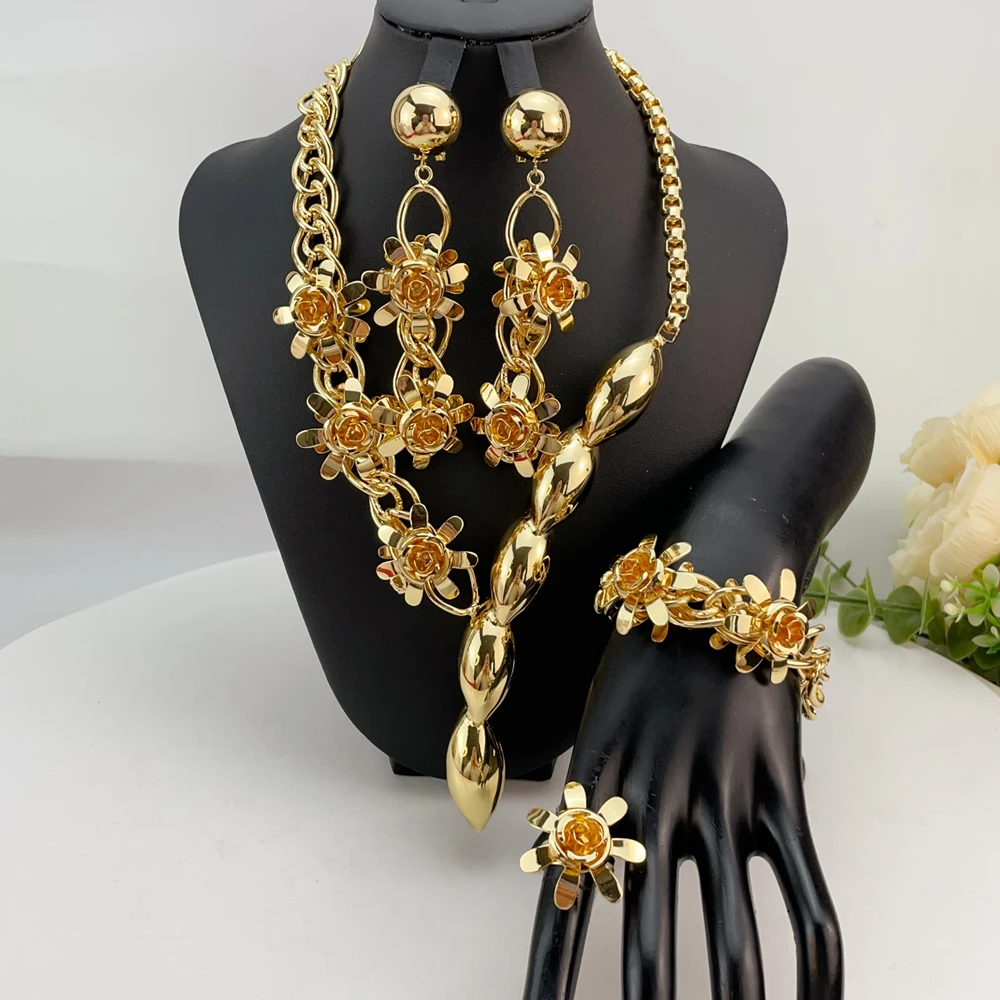 

Новейшее бразильское изысканное красивое ожерелье ручной работы, аксессуары для свадебной вечеринки, модный женский комплект ювелирных изделий FHK23793