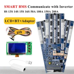 New SEPLOS BMS Support Bluetooth APP CANBUS RS485 Communicate to Inverter 8S-16S 48V 24V 50A 100A 150A 200A Optional LCD USB 10E