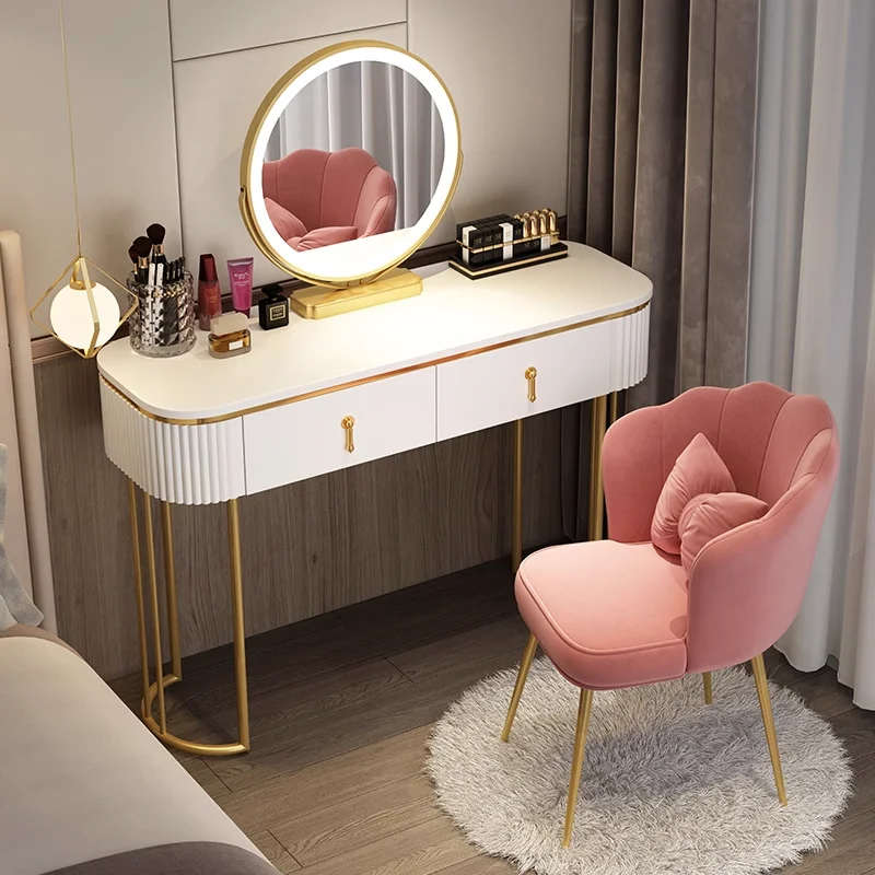 

Makeup Luxury Dressing Table Mirror Chair Storage LED Dressing Table Bedroom Drawer Coiffeuses De Chambre Household Products