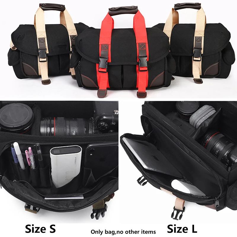 Torba na ramię z płótna o dużej pojemności na aparaty Canon Nikon Sony DSLR i akcesoria fotograficzne — zdjęcie produktu 4