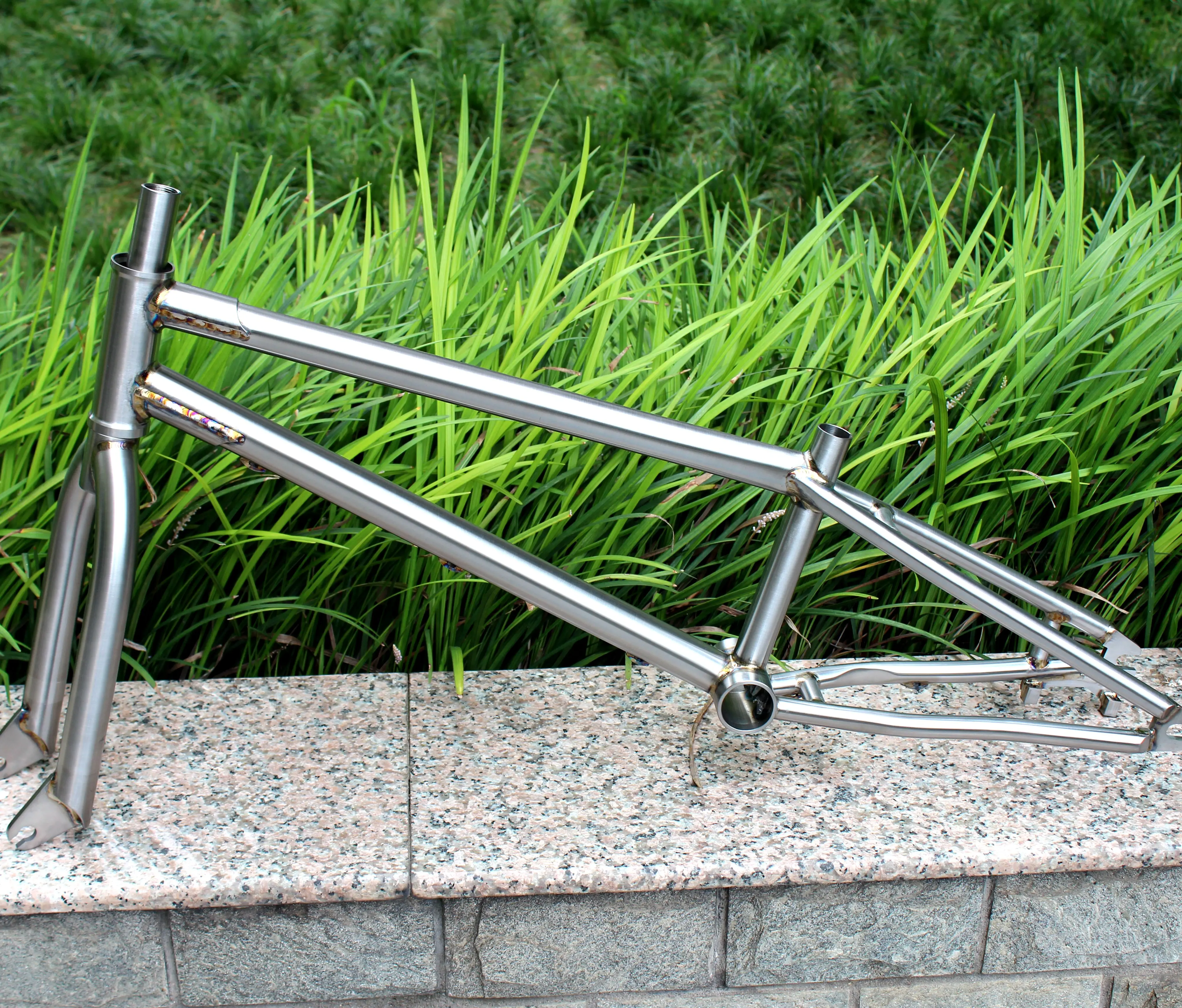 Titanium BMX Bike Frame Keep Welding Color Super Light Titanium BMX Bike Ti BMX Bike Frame With Disc Brake
