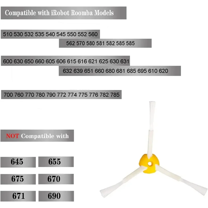 فرشاة جانبية مناسبة للمكنسة الكهربائية Irobot Roomba 600 700 Series & 500 Series-ABPX