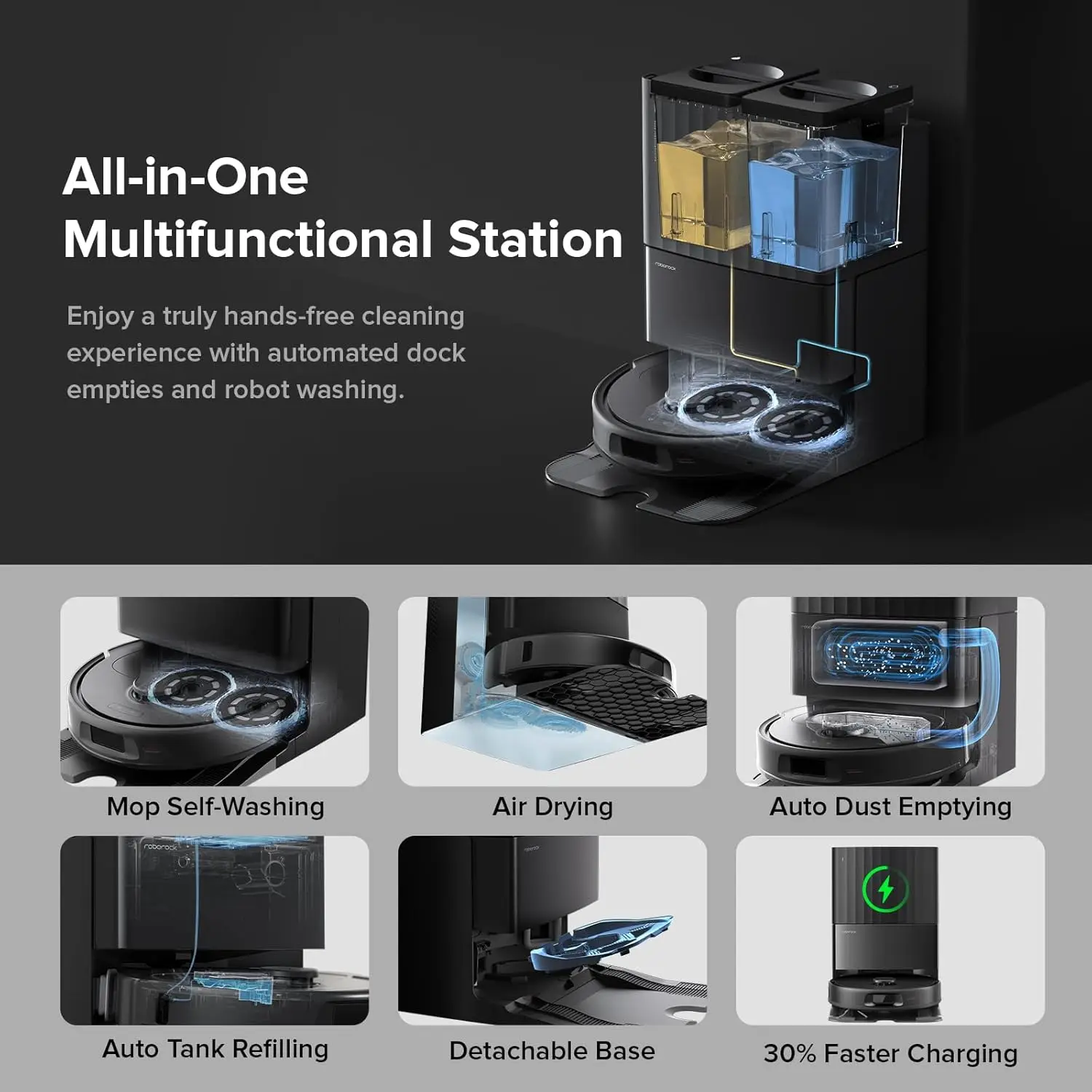 مكنسة وممسحة روبوت، شفط 8000 باسكال، مطورة من Qrevo S، فرش مضادة للتشابك، تجنب العوائق الذكية، غسيل الممسحة التلقائية #3