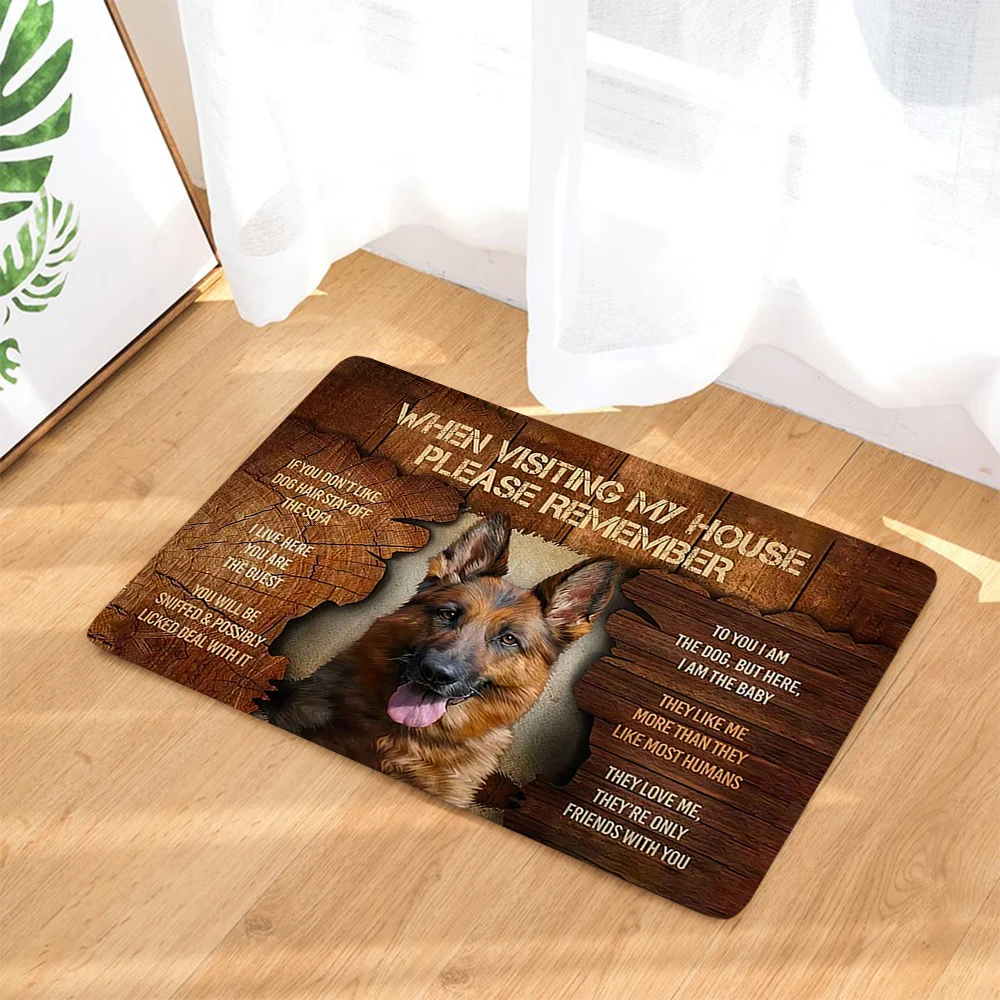 German Shepherd Doormats When You Visiting My House Please Remember Rules 3D Printed Mats Flannel Indoor Rugs Home Decor