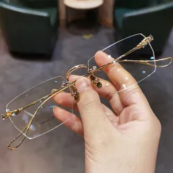 2025 Luxury Fashion Rimless Myopia Optical Glasses Frames Women Men Anti Blue Light Eyewear Frameless 0 -1.0 2.0 2.5 3.0 3.5 4.0