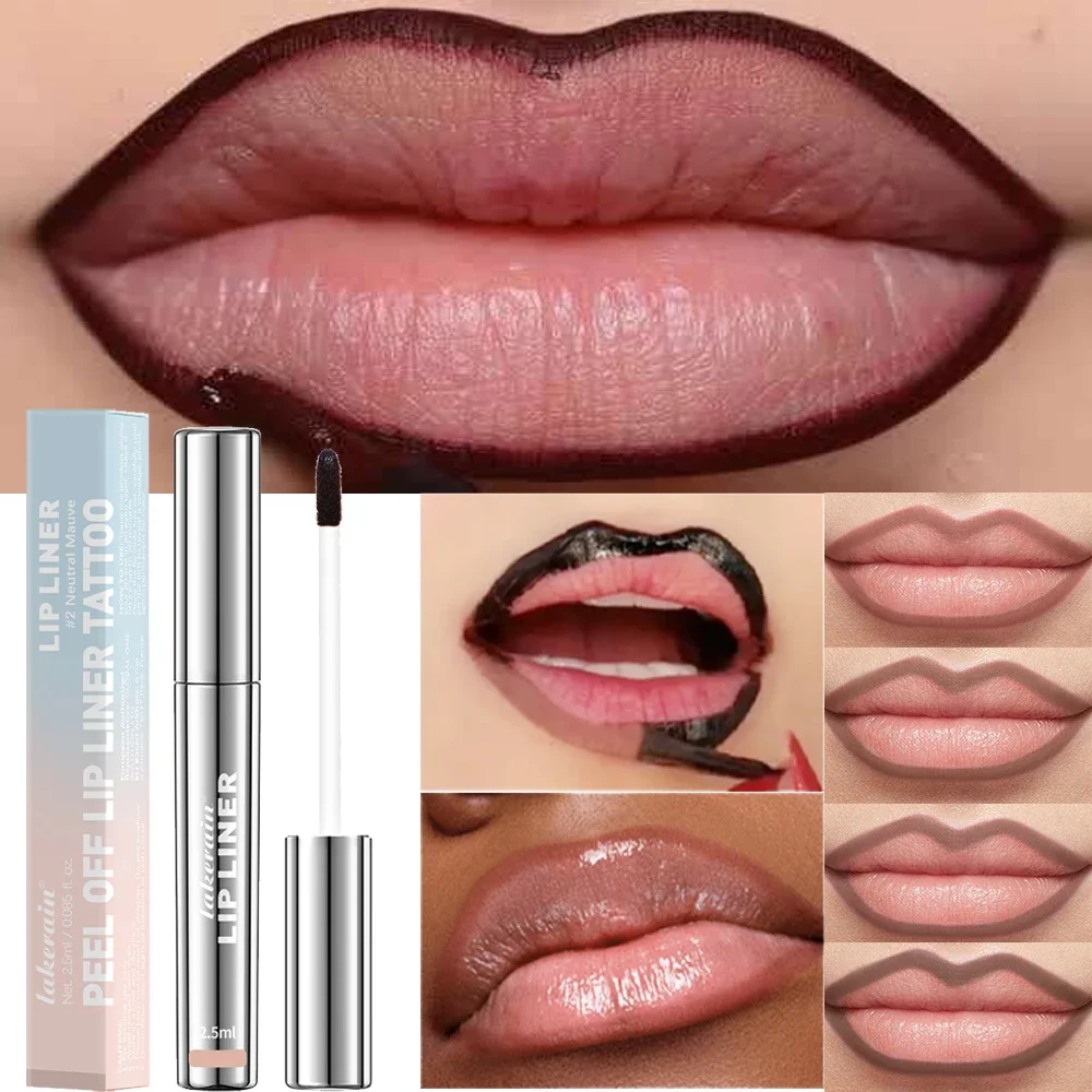 Waterproof Lip Liner Peel Off Tattoo Lipgloss Waterproof Long Lasting Matte Lip Tint Brown Contour Tear-off Lips Stain Cosmetics