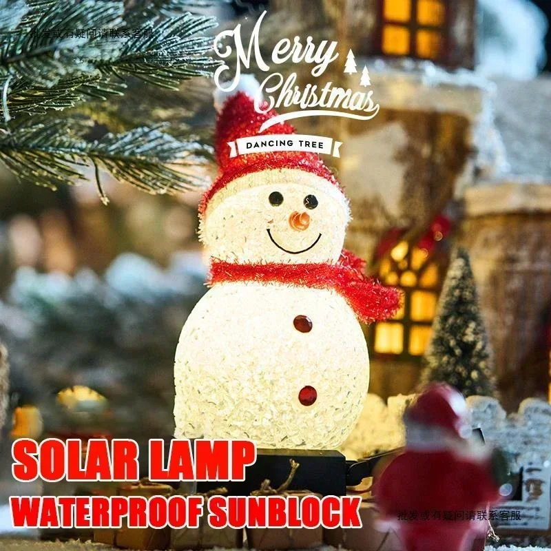 LED Snowman Solar Garden Light Outdoor Ground Stake Light Solar Powered Xmas Pathway Lights For Christmas Lawn Yard Decoration