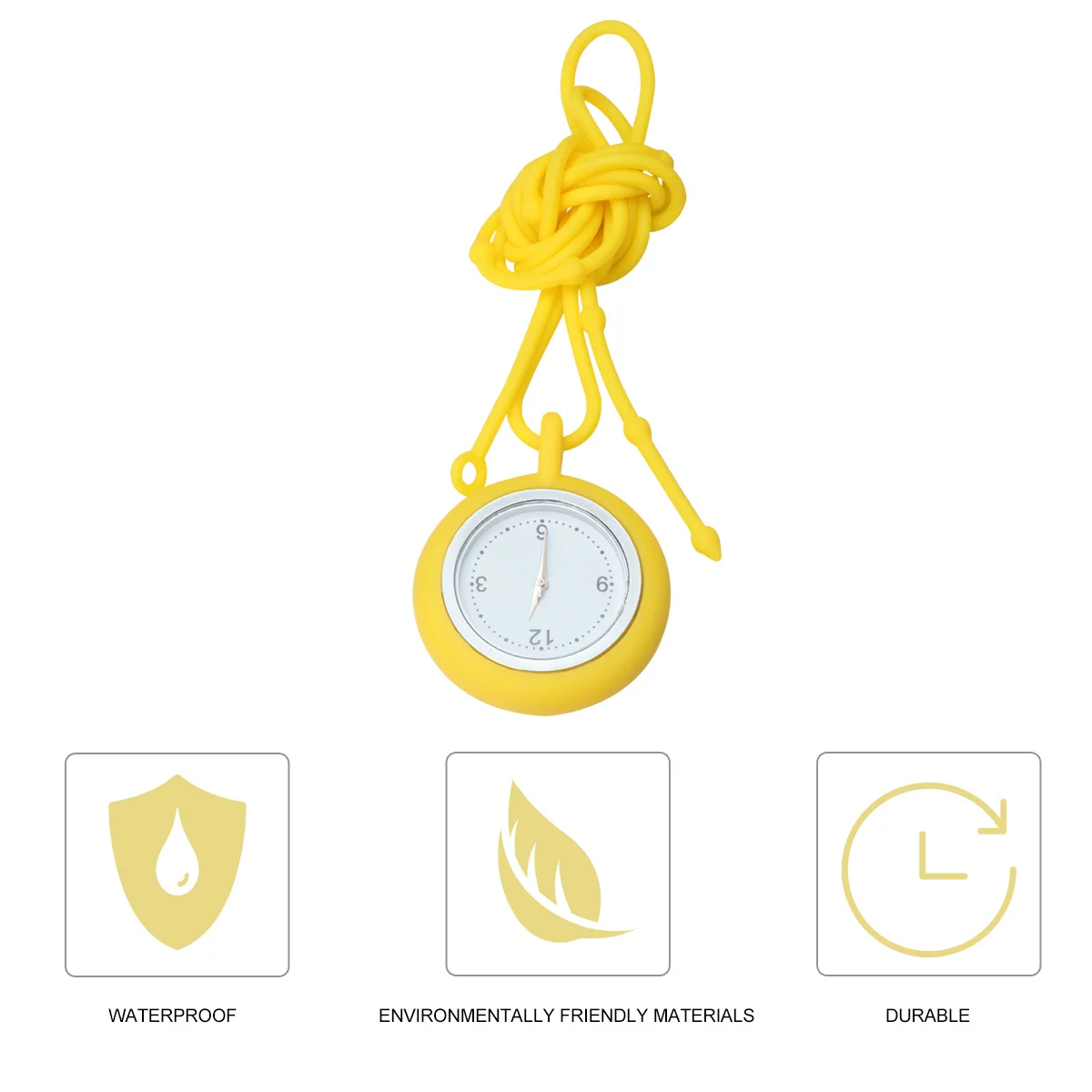 

1Pcs Nurse Quartz Watch Silicone Rope Hanging Type Small Round Lovely Design Yellow Dial Random Practical Timepiece