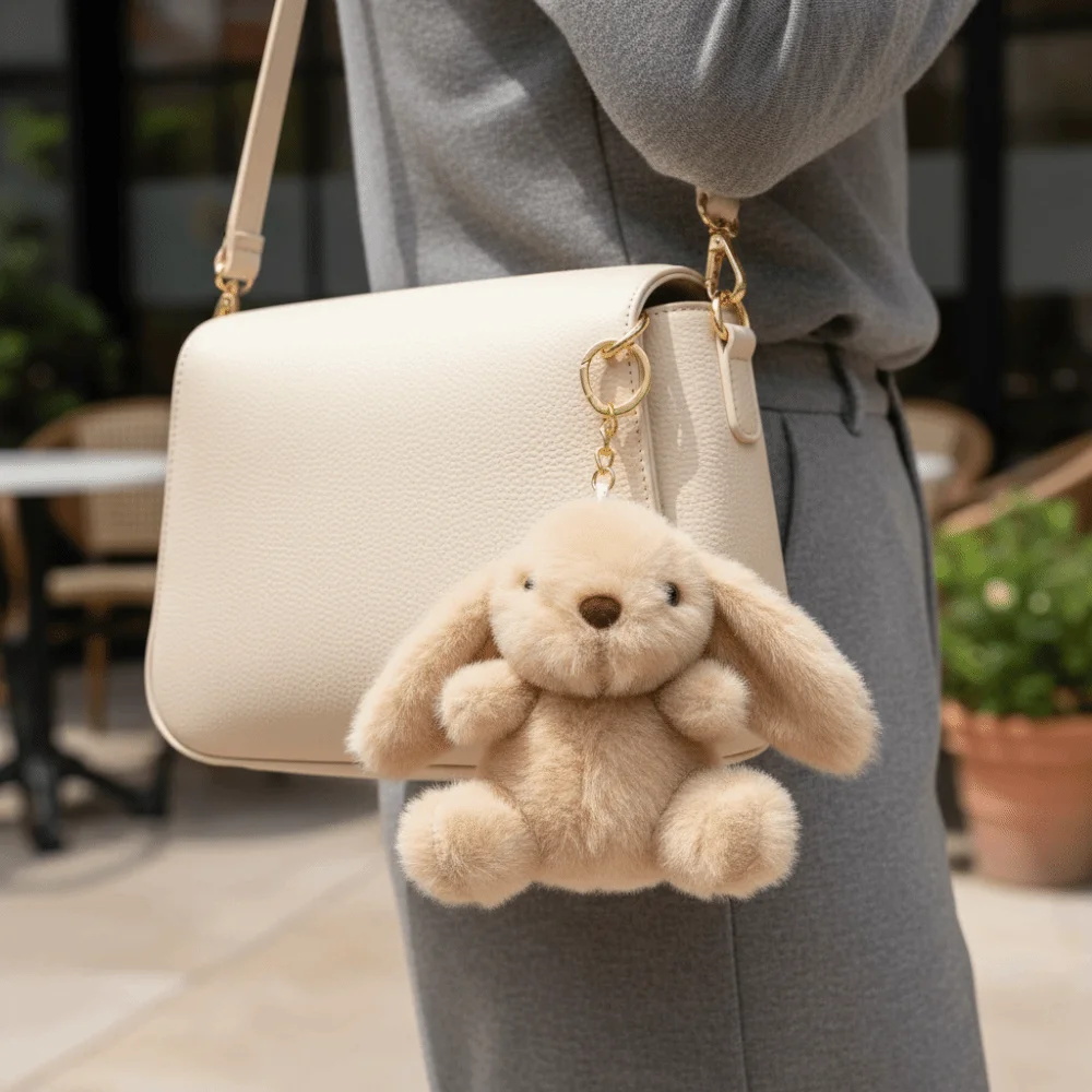 

Fashion Bag Charms Rabbit Pendant Metal Ring Decoration Rabbit Fur Keychains Jewelry Gift Cute Rabbit Key Ring Women Girls