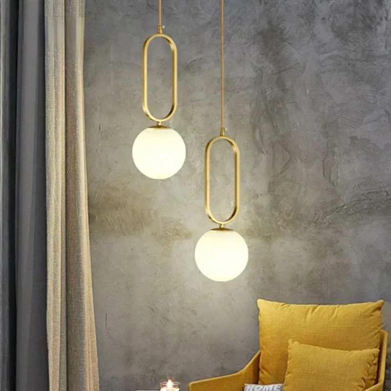 

Modern Pendant Lights Fixture Golden Glass Ball Hanging Lamps Luminaire Suspension Drop Lighting Bedside Kitchen Bedroom Decor