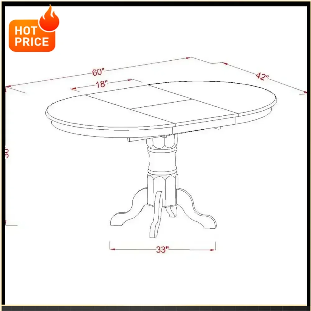 

Горячая распродажа: Овальный деревянный обеденный стол с раздвижной столешницей и основанием-пьедесталом, 42x60