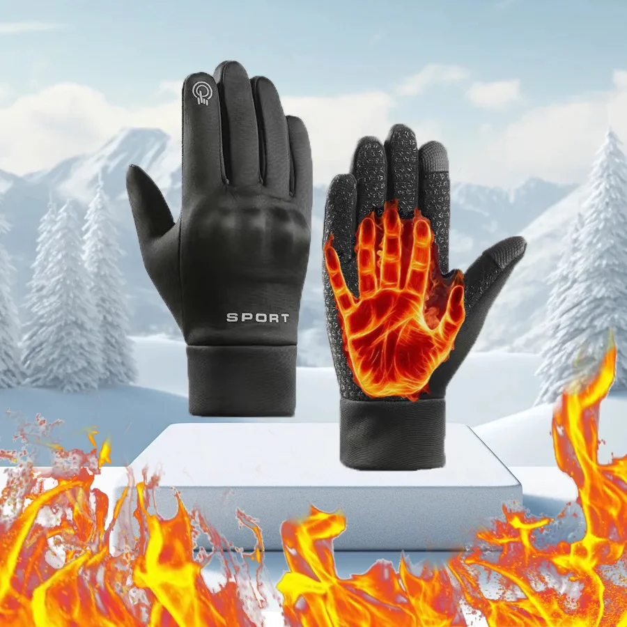 

Waterproof Gloves Winter Warm All Finger Touch Screen Gloves for Cycling and Outdoor Work Lightweight Thermal Running Gloves