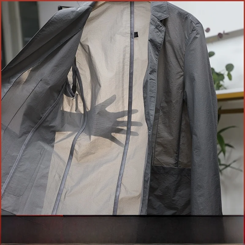 

Waterproof Breathable Sun Protection Slim Fit Men's Casual Suit Jaet Single Piece 0g Lightweight Busin Leisure Outerwear