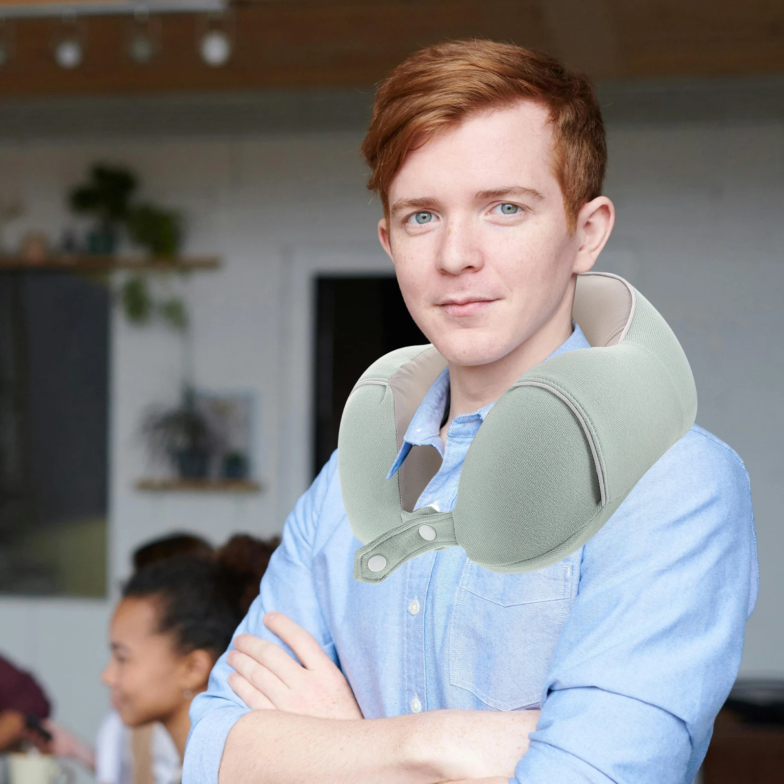 

U Shaped Memory Foam Pillow Travel Airplane Neck Pillows Polyamide Fiber Lightweight Portable Adjustable Design Comfortable