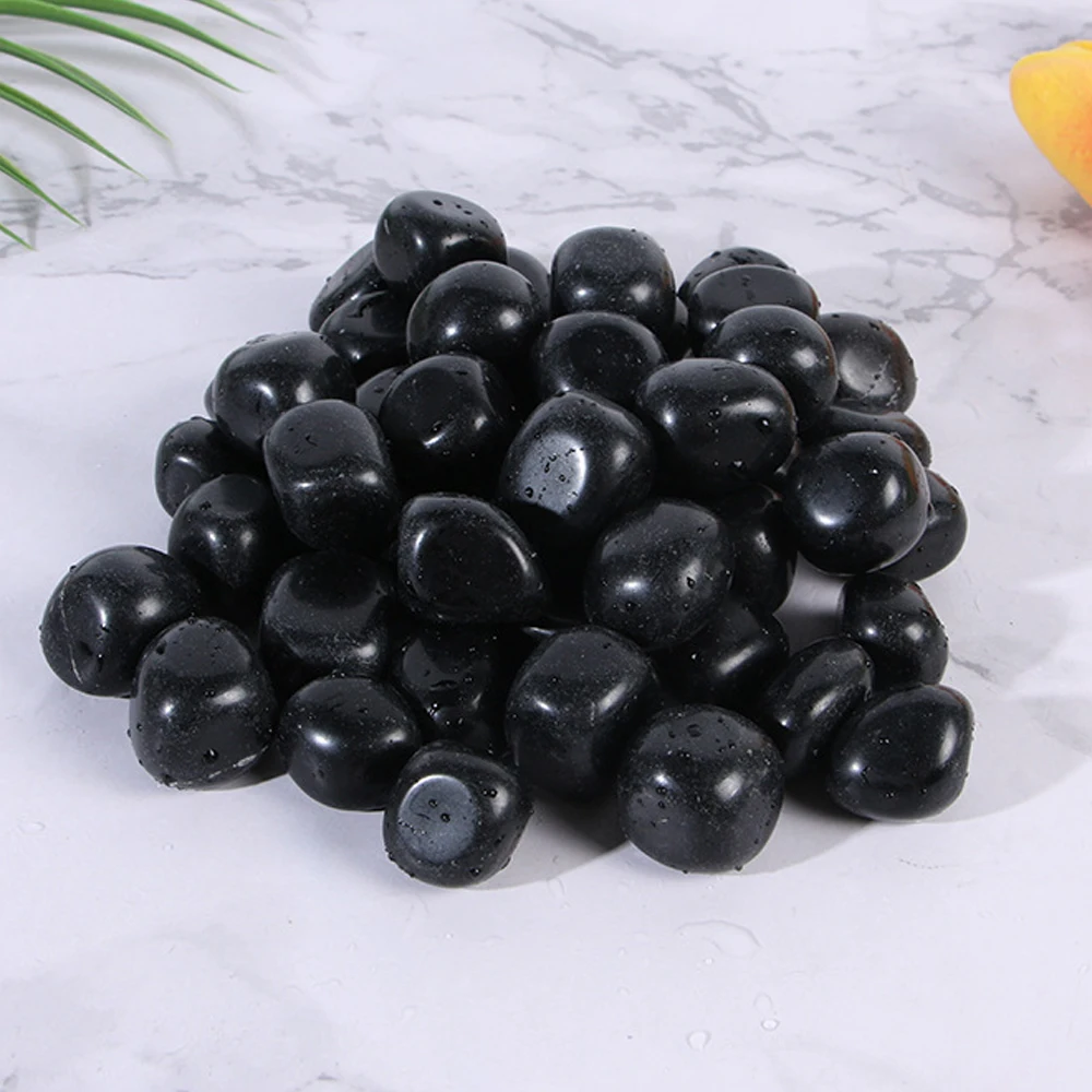 Polierter Natur-Obsidian Trommelstein Reiki Heilkristalle Garten Aquarium Vase Pflanze Heimdekoration Sammlung