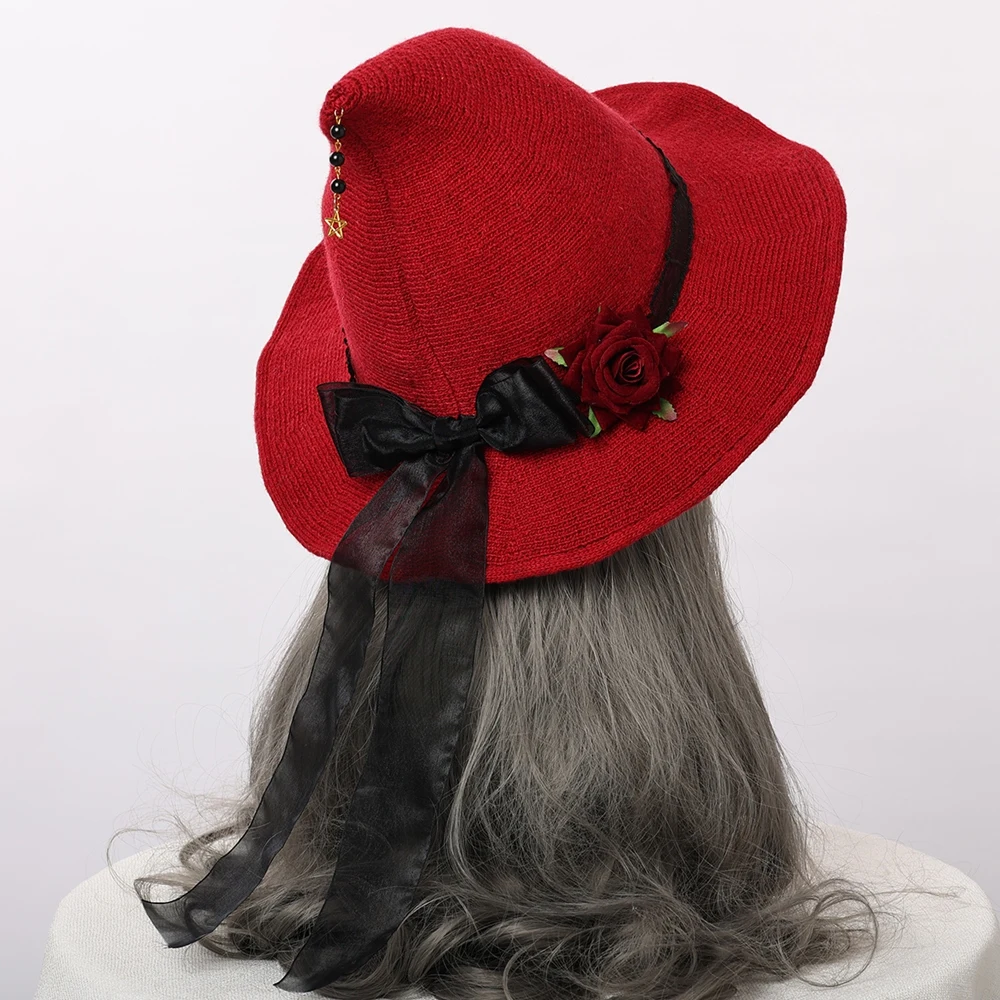 Chapéu de bruxa gótico preto lolita festival festa feiticeiro chapéus cosplay halloween partys headwear