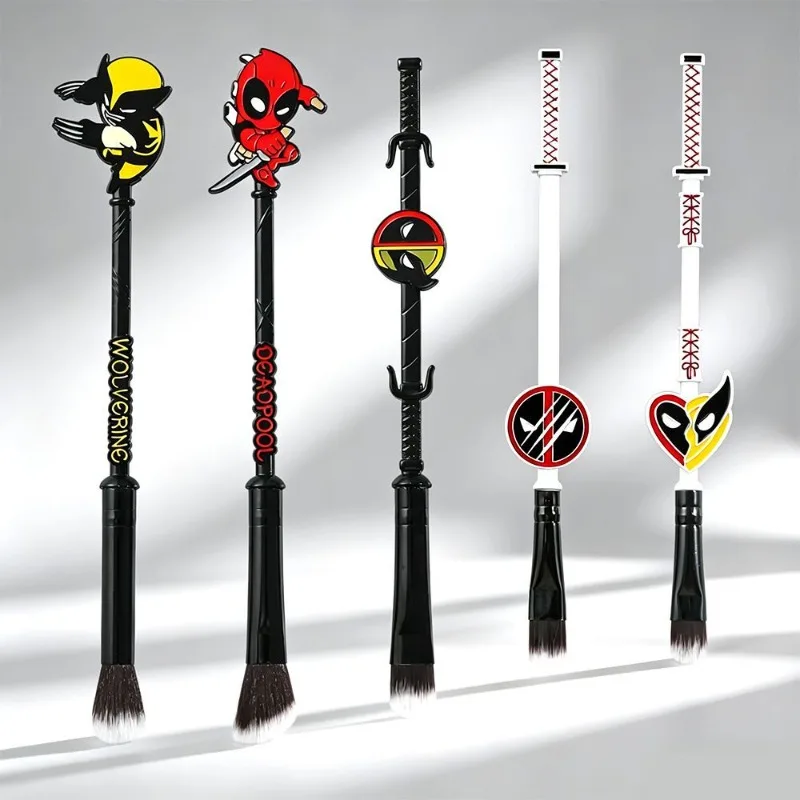 

Marvel Makeup Brush Set Deadpool Wolverine Superheroes Cartoon Blush Eye Shadow Loose Powder Lipstick Makeup Tools Suit Girls