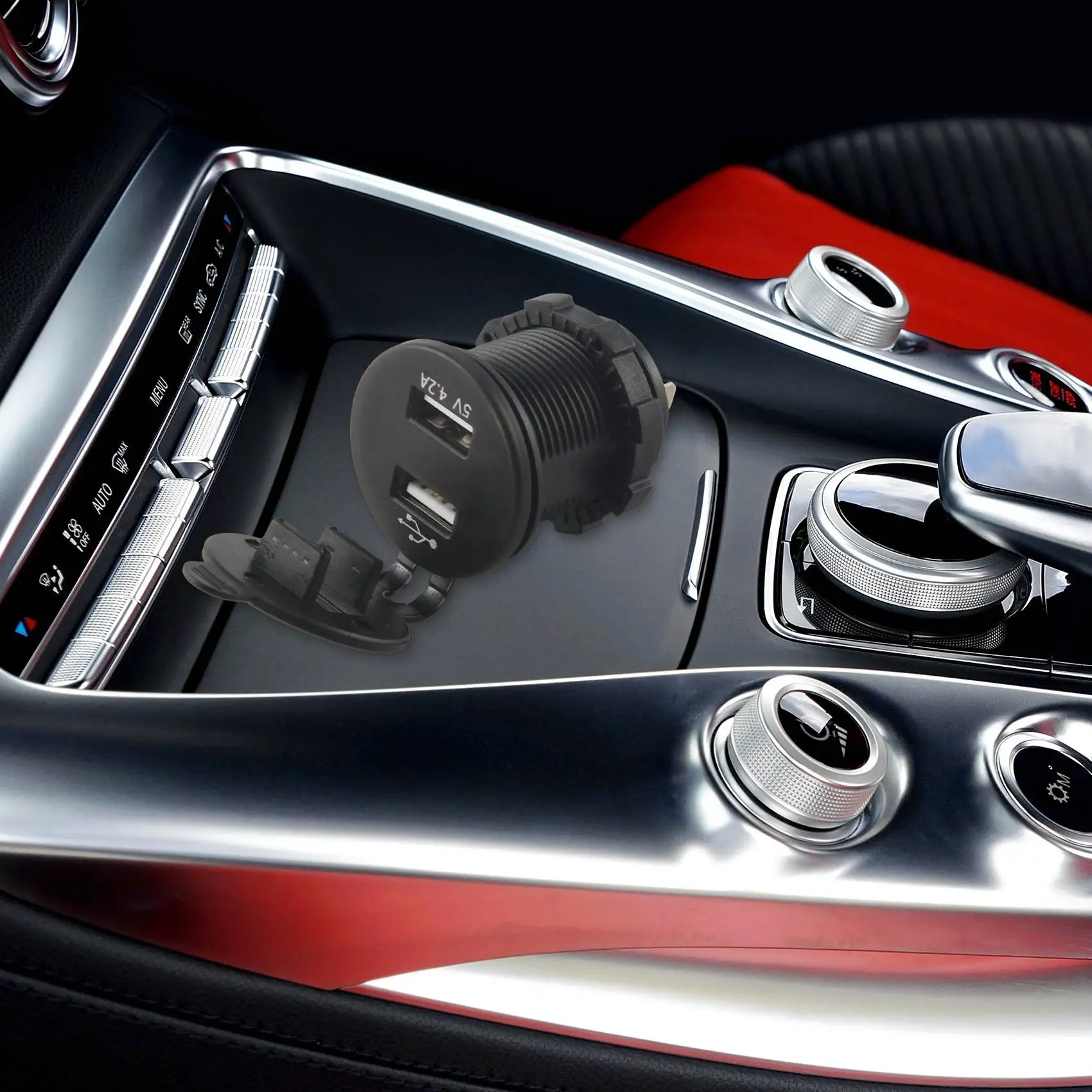 

WF-USB Автомобильная розетка 12 В Автомобильное зарядное устройство 5 В 4,2 А Автомобильное зарядное устройство с двумя USB-портами Водонепроницаемый автомобильный адаптер для сигарет со светодиодной цифровой вольтметром