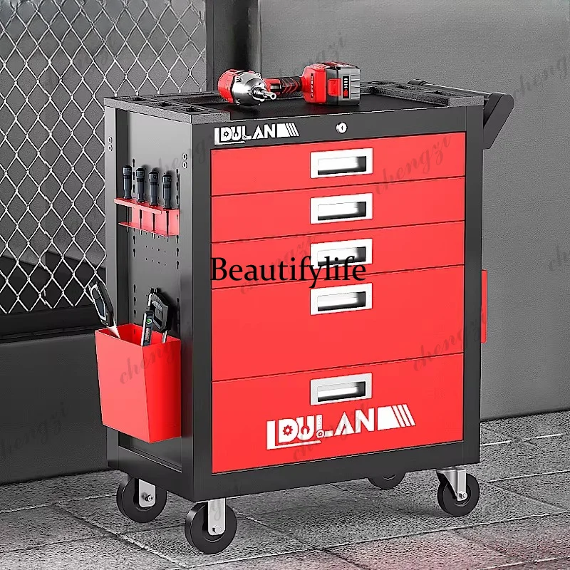 Tool Vehicle Multi-functional Mobile Storage Cabinet with Drawers Auto Repair Tools Cabinet Metal Furniture Kereta Alat