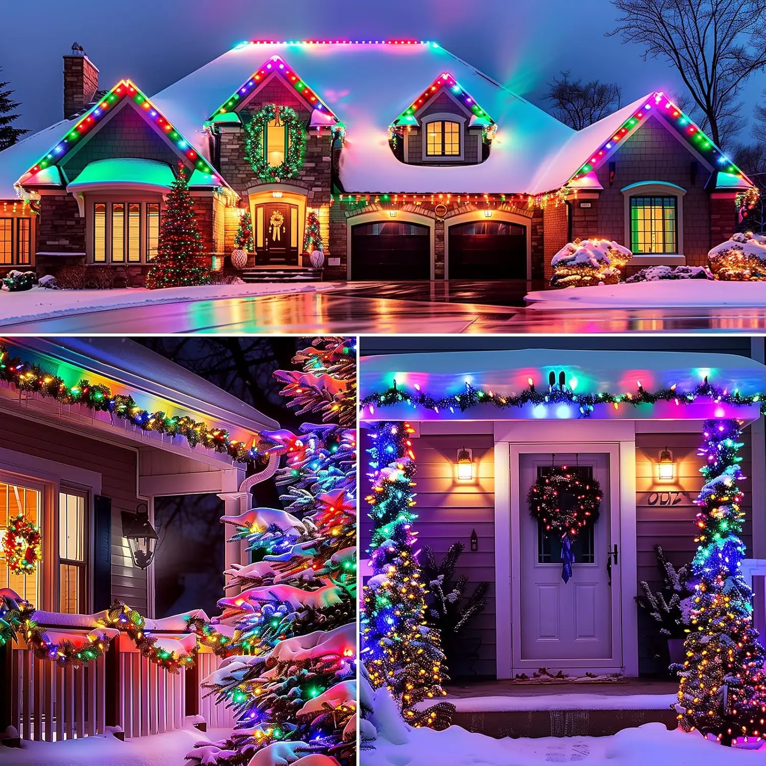 Рождественские гирлянды C9 для улицы, многоцветные, винтажные рождественские гирлянды C9 50 футов для домашнего рождественского декора патио, основание E17, зеленый провод