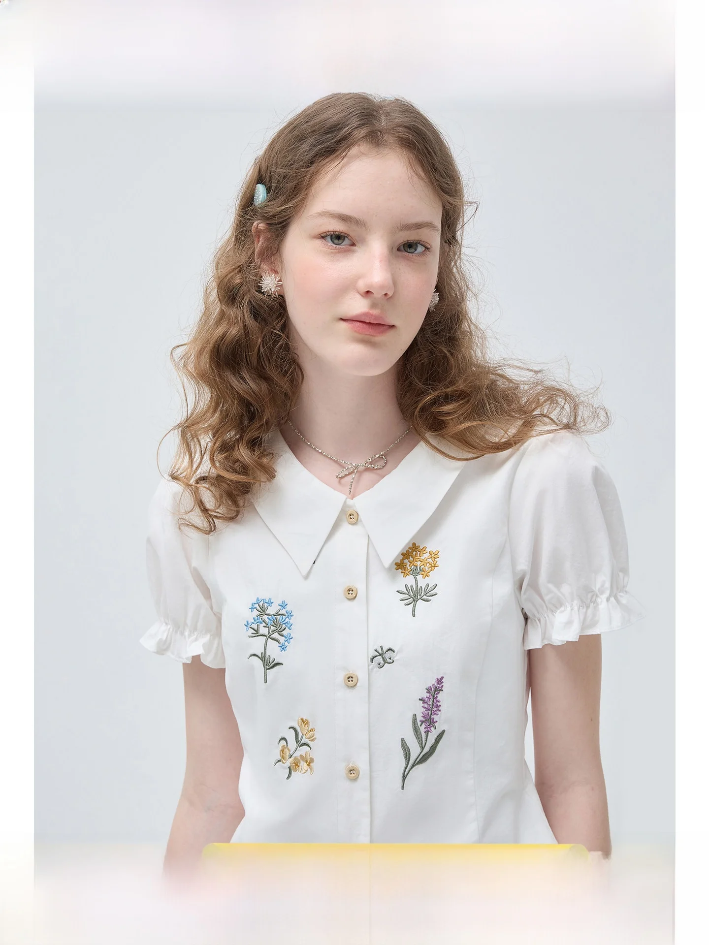 

Rui plus Size Women's Shirt Short Sleeve Slimming Waist Design French Style Bubble Sleeve Casual Top for Summer