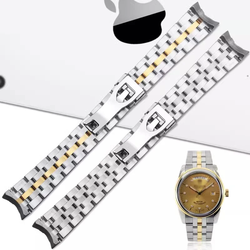 20mm 21mm Watch Chain Band For Tudor Glamour 5600 Series Watch Strap Solid Stainless Steel Safety Buckle Men\'s Bracelet