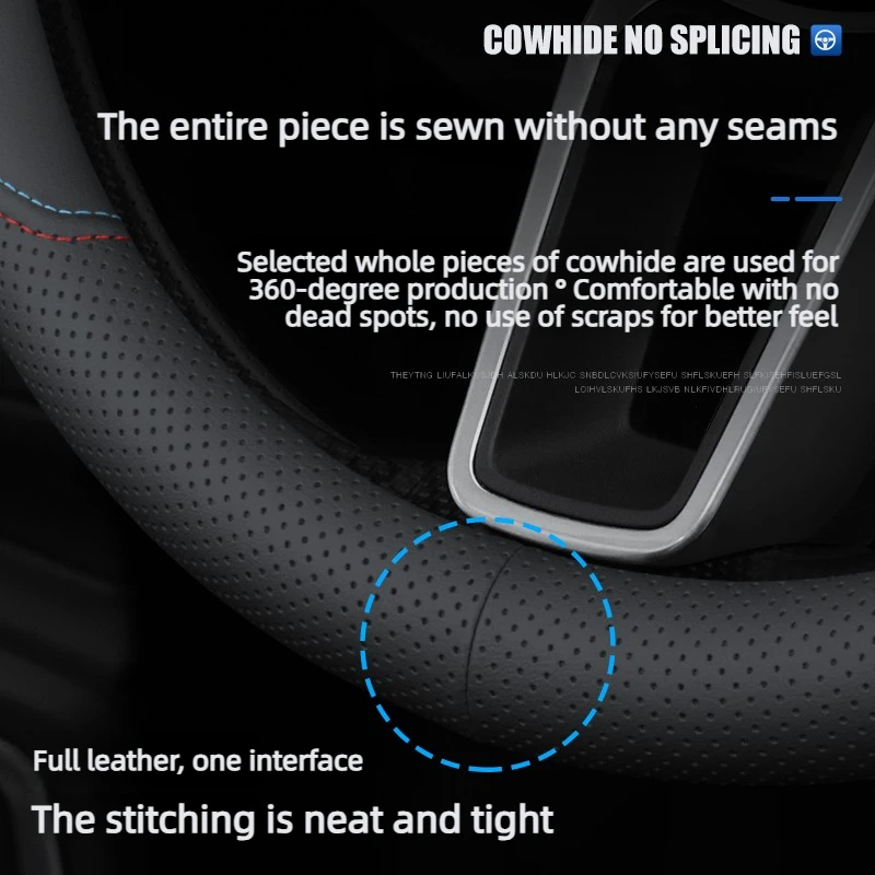 Steering wheel covers for VW T-ROC Leather anti-slip and breathable Automobile interior accessories