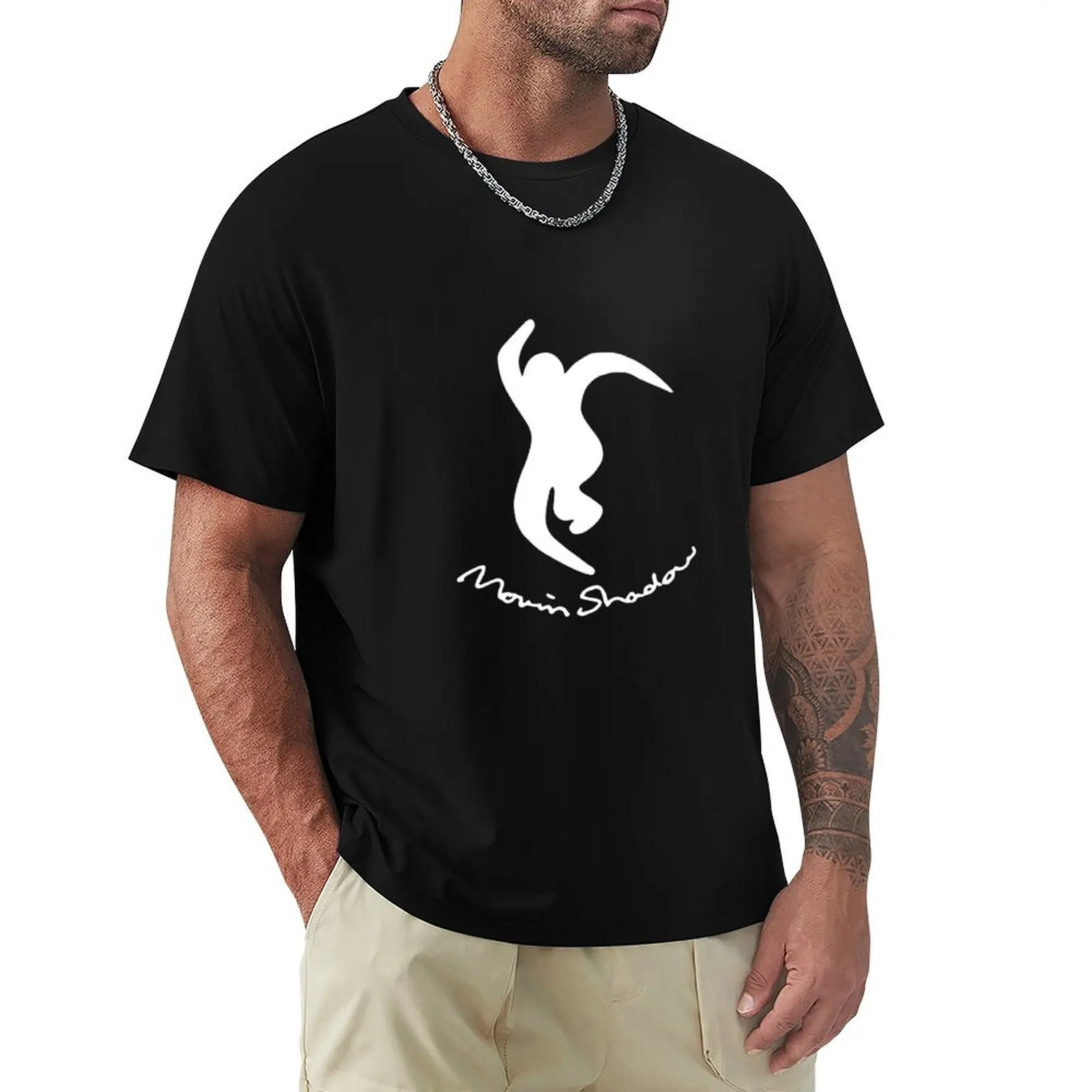 Moving Shadow Cursive Logo T-Shirt Lightweight Basic Short Sleeve Shirt