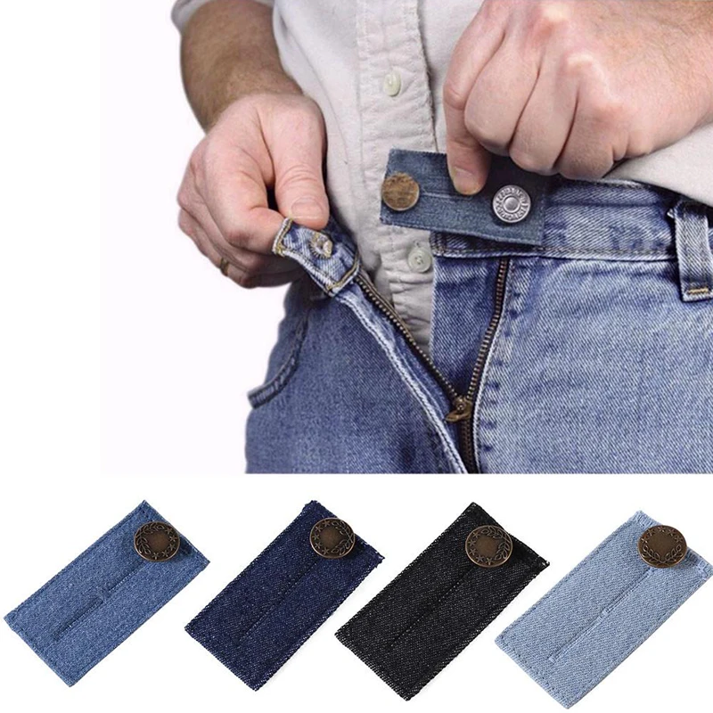 4Pcs Metal Button Extender For Pants Denim Jeans Adjustable Retractable Waist Fastener Button Jeans Waist Clothes Extension Snap