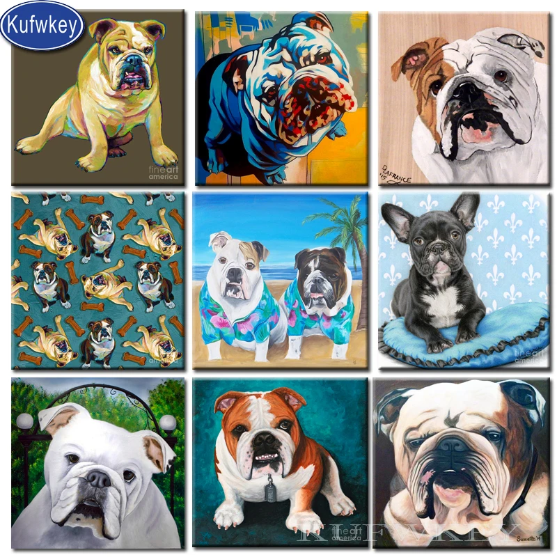 

Cute pet dog Diamond Painting english bulldog,5d diy Embroidery diamond Mosaic Cross-Stitch animal puppy Full square/round Drill