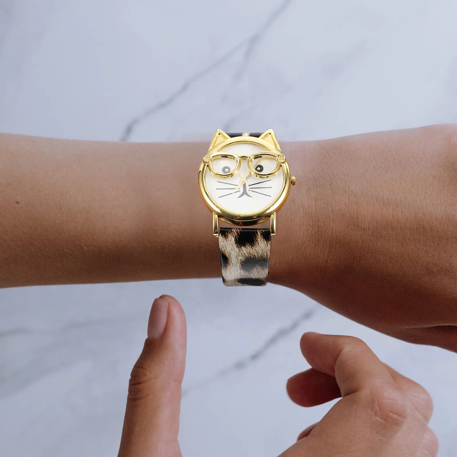 

Fashion Kids Watches Cartoon Cat Beard Quartz Watch for Students PU Case Girls Boys Water Resistant Children Wrist