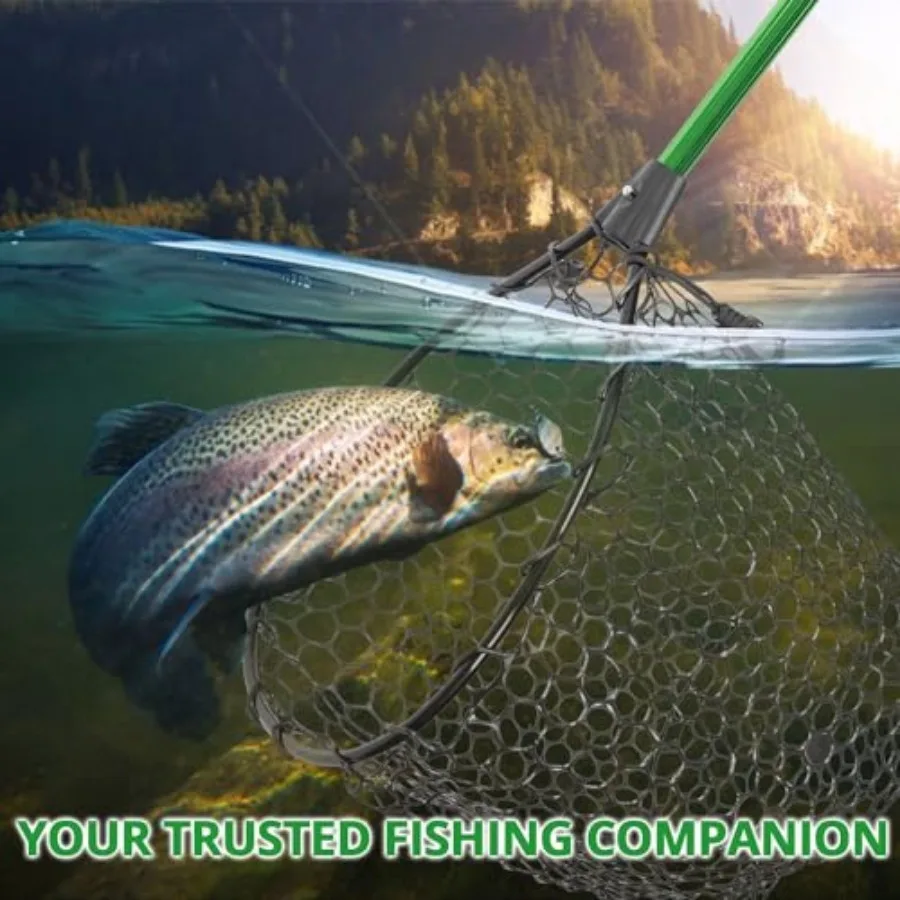 Rubber Fishing Net with Telescoping Handle - High Strength Landing Net for Fishing with Soft Rubber Netting, Two Sizes Options - view 6